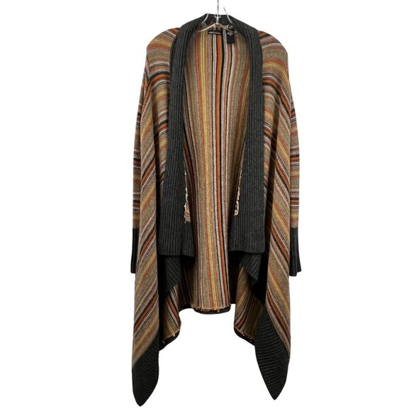 MODA International Open Front Knit Cardigan Striped Wool Blend Size Medium - Picture 1 of 8